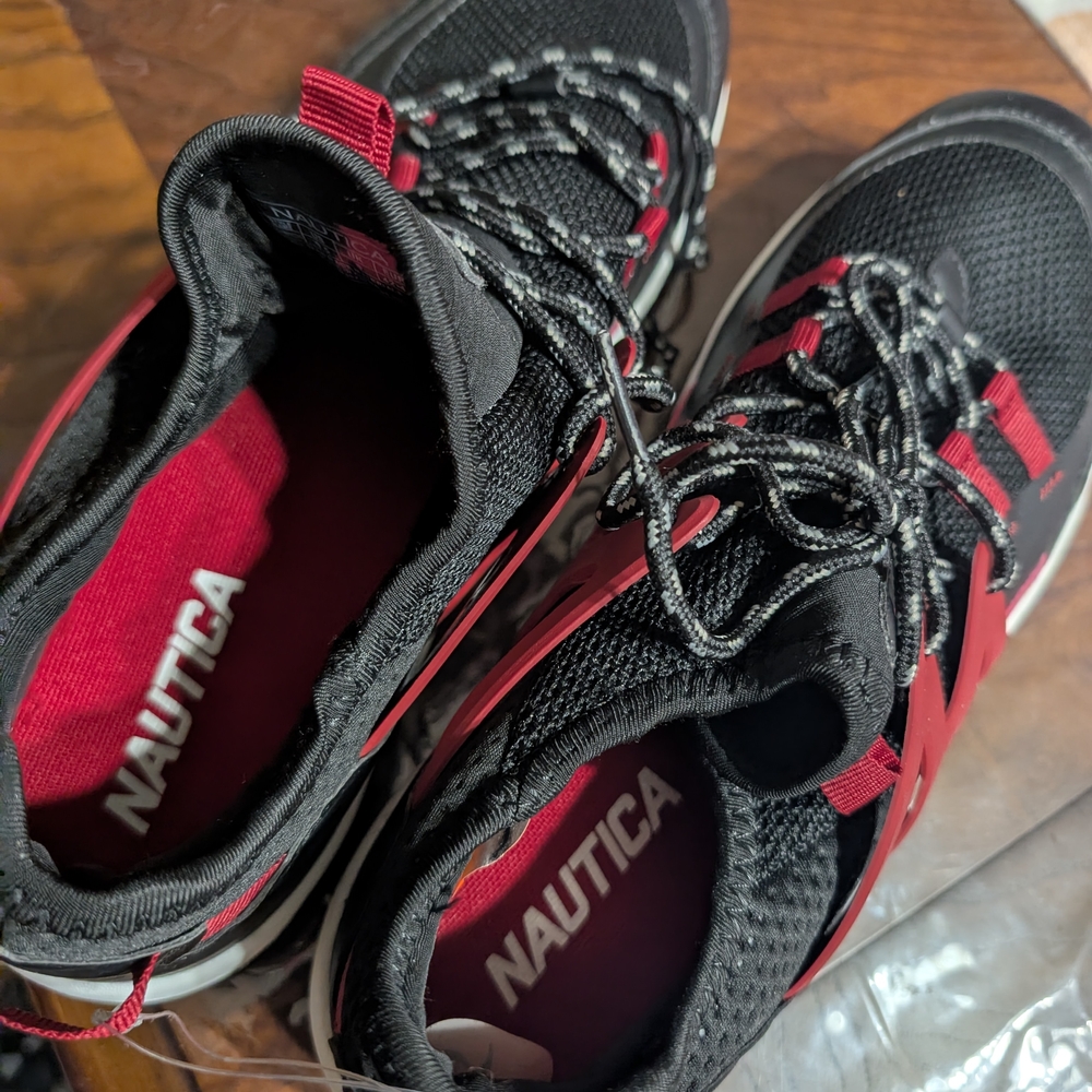 Nautica Black and Red Sneakers